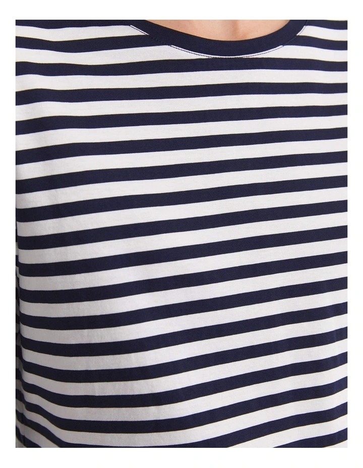 Mercerised Cotton 3/4 Sleeve Tee in Blue image 5