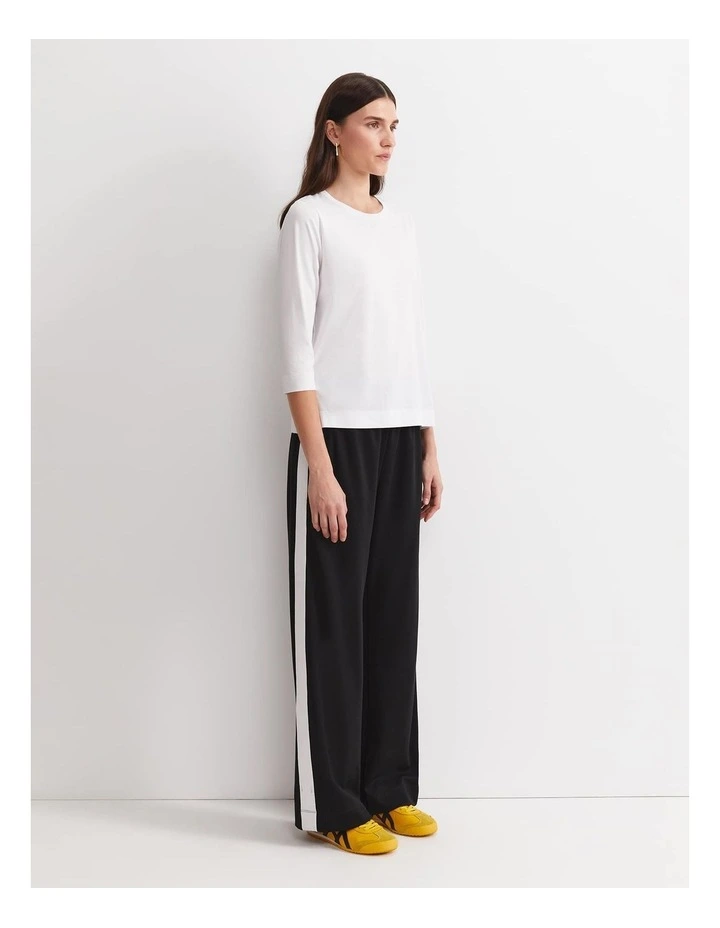 Mercerised Cotton 3/4 Sleeve Tee in White image 3