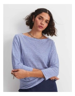 Cecile Linen Top in Blue