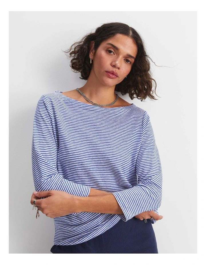 Cecile Linen Top in Blue image 1