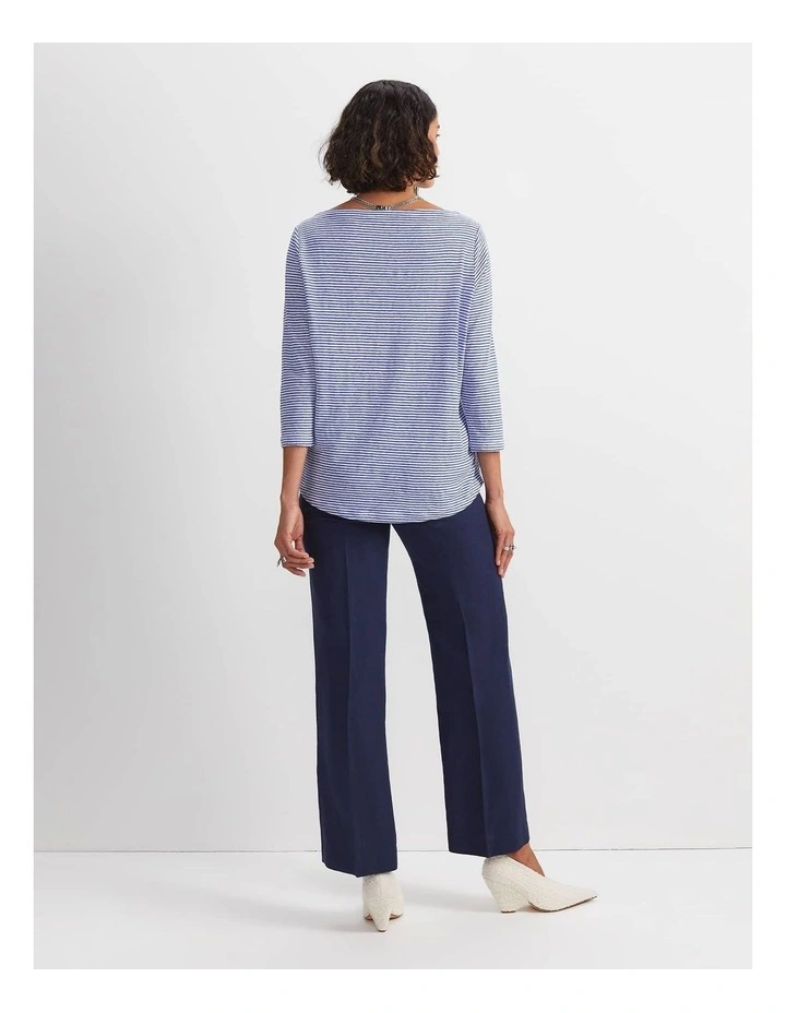Cecile Linen Top in Blue image 2