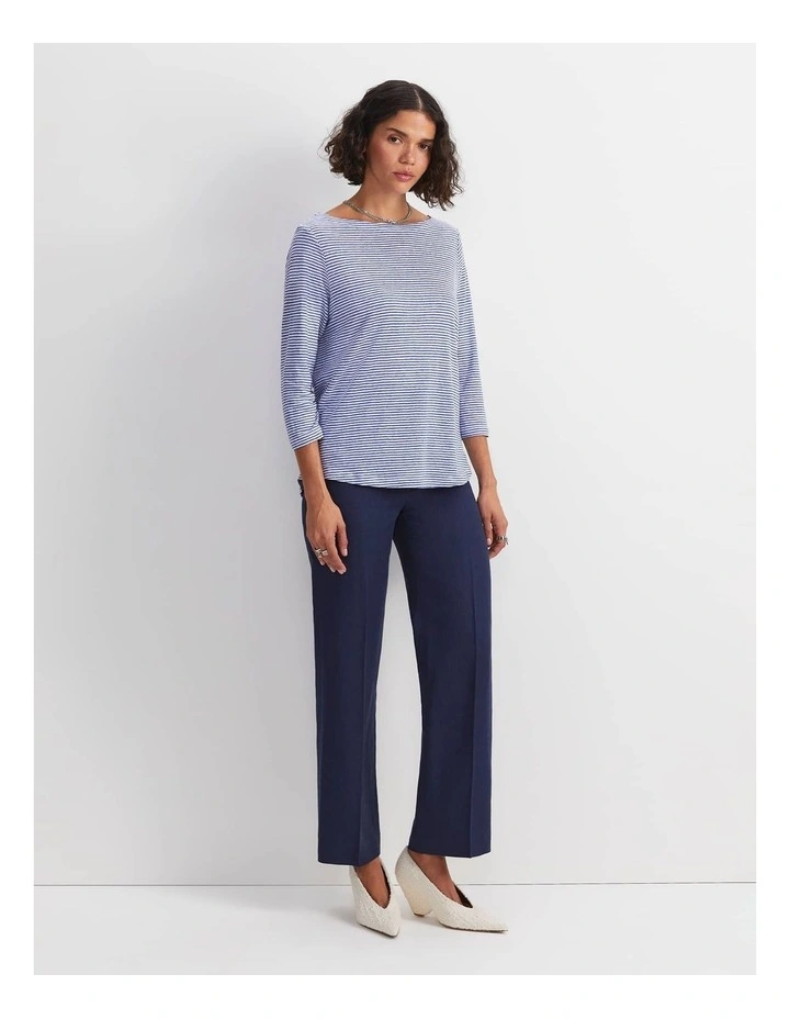 Cecile Linen Top in Blue image 3
