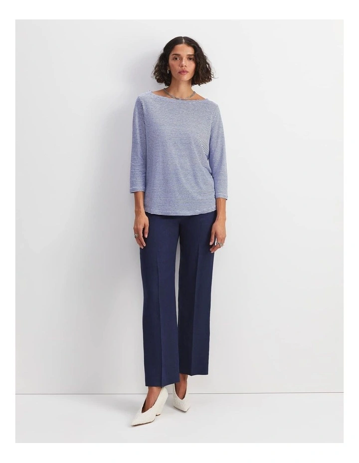 Cecile Linen Top in Blue image 4