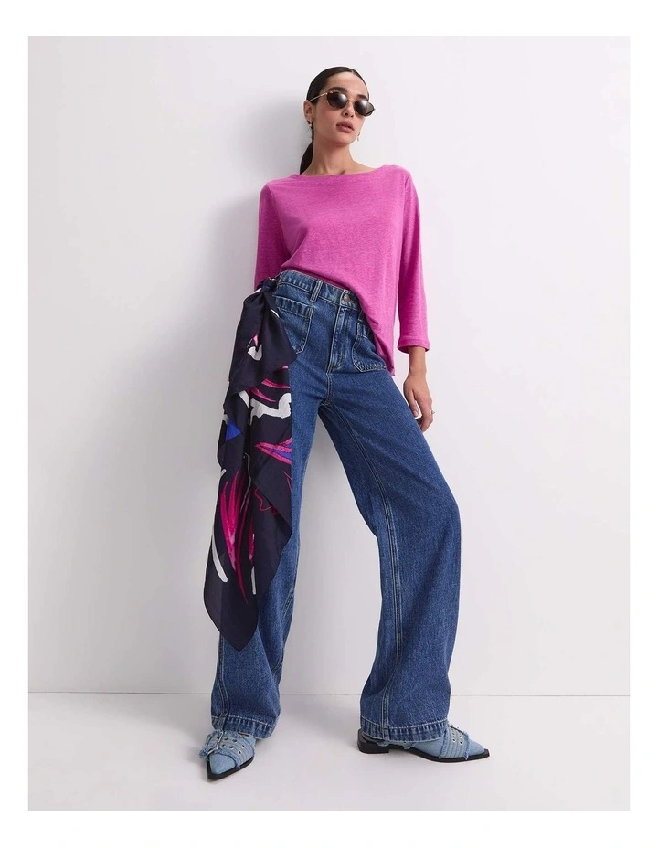Cecile Linen Top in Pink image 2