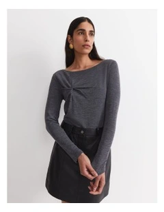 Gigi Wool Twist Top in Grey