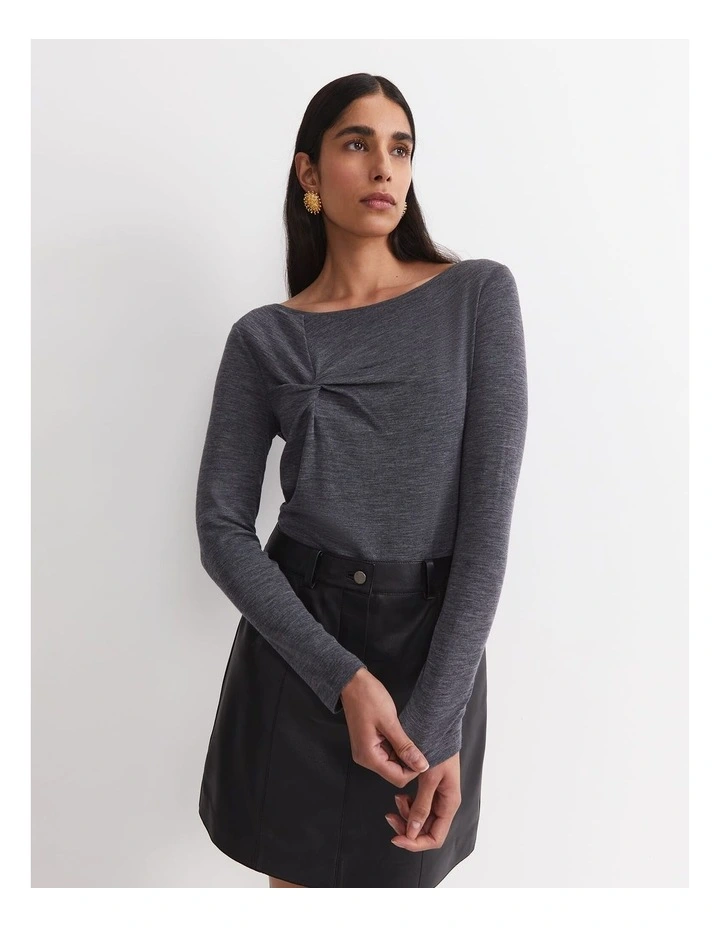 Gigi Wool Twist Top in Grey image 1