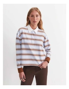Jane Cropped Rugby Shirt in Multi