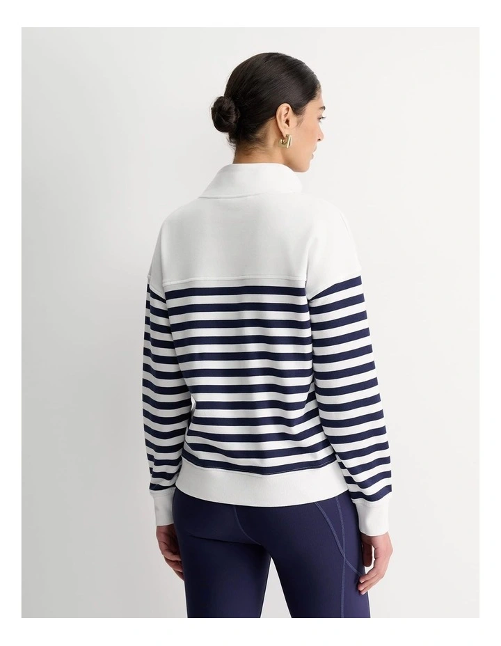 Stripe Quarter Zip Sweat in Multi image 2