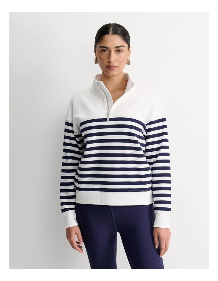 Stripe Quarter Zip Sweat in Multi image 3