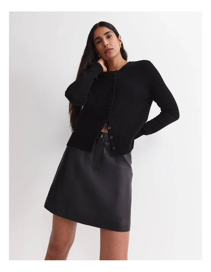 Gemma Leather Mini Skirt in Black image 1