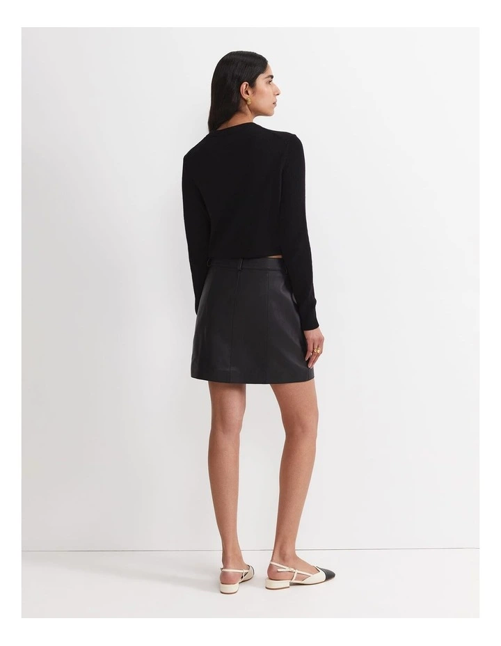 Gemma Leather Mini Skirt in Black image 2