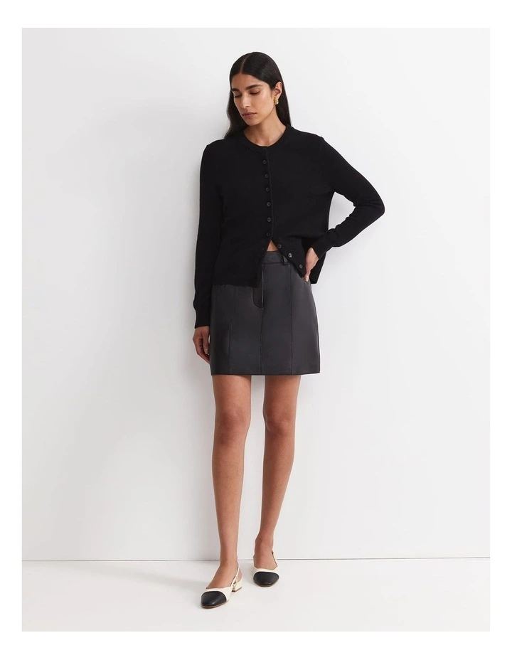 Gemma Leather Mini Skirt in Black image 3