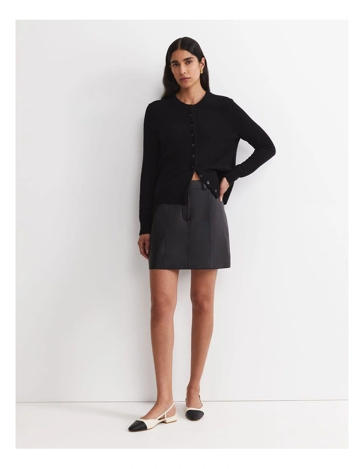 Gemma Leather Mini Skirt in Black image 5
