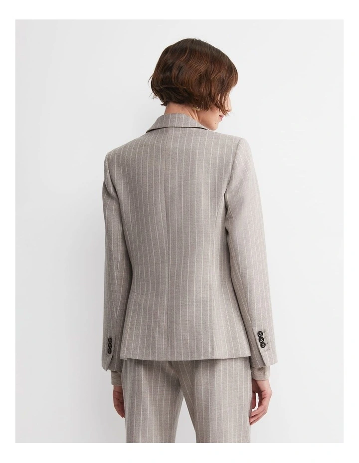 Kate Single Breasted Pinstripe Blazer in Brown image 2
