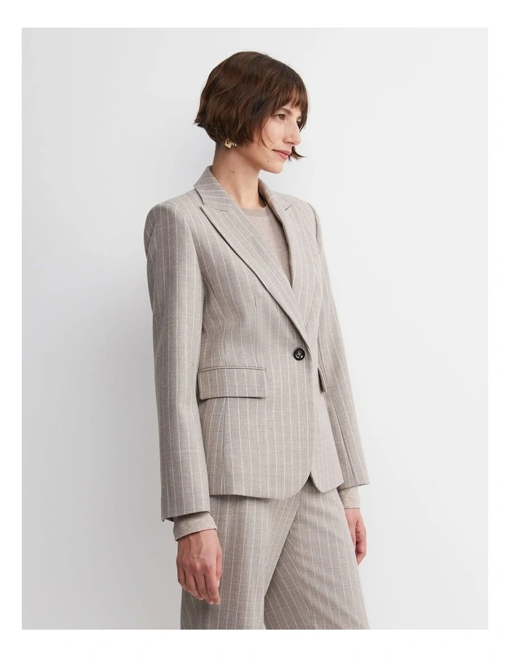 Kate Single Breasted Pinstripe Blazer in Brown image 5