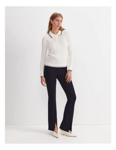 Elka Baby Cable Polo Jumper in White