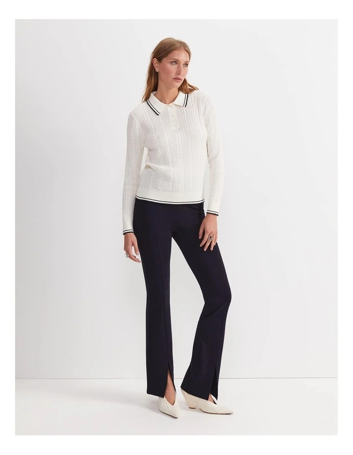 Elka Baby Cable Polo Jumper in White image 1