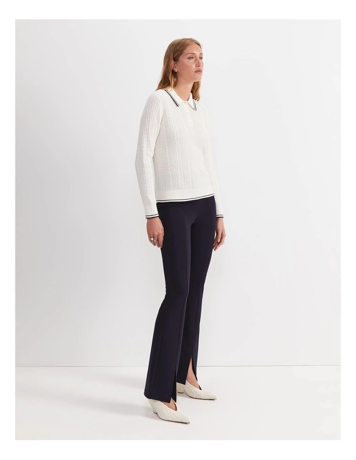 Elka Baby Cable Polo Jumper in White image 2