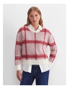 Tatiana Mohair Check Sweater in Red