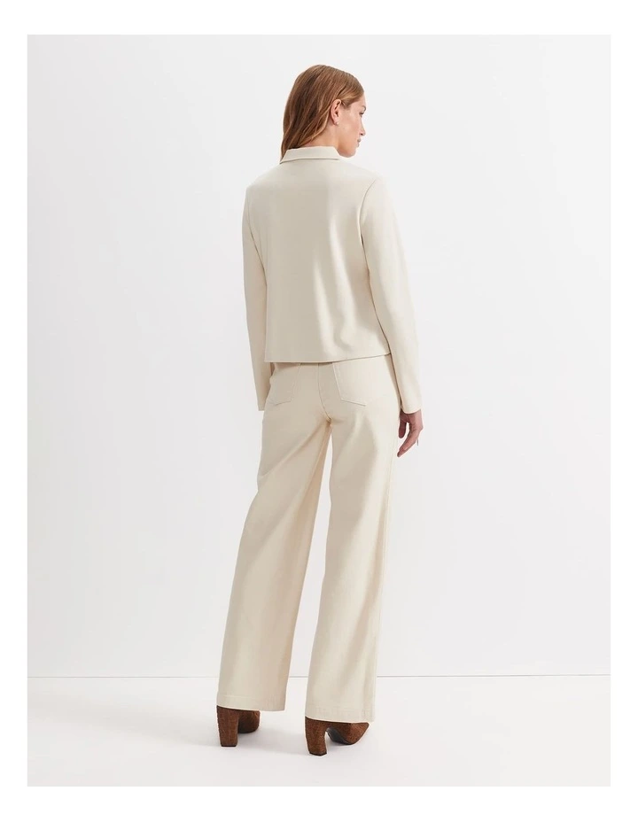 Long Sleeve Zip Through Top in Beige image 2