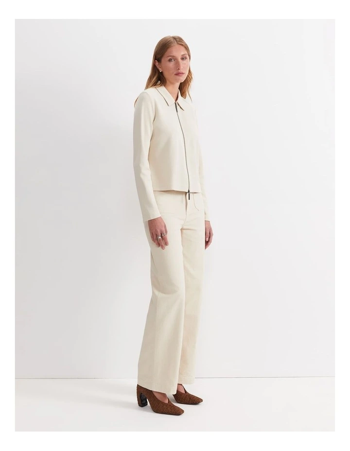 Long Sleeve Zip Through Top in Beige image 6