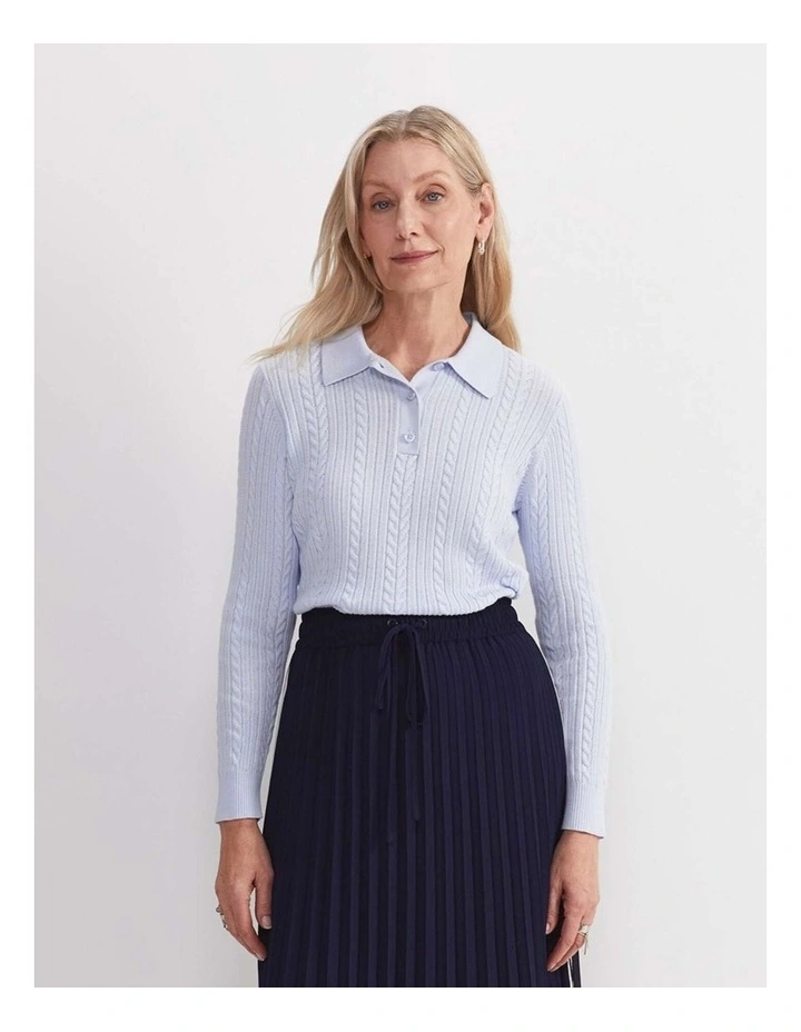 Elka Baby Cable Polo Jumper in Blue image 1