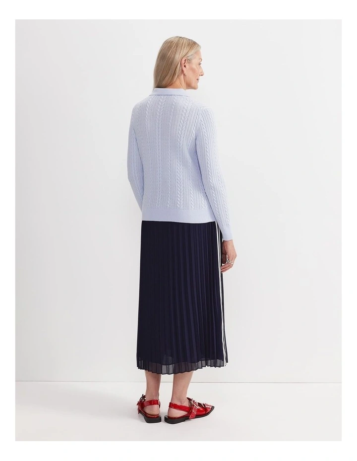 Elka Baby Cable Polo Jumper in Blue image 2