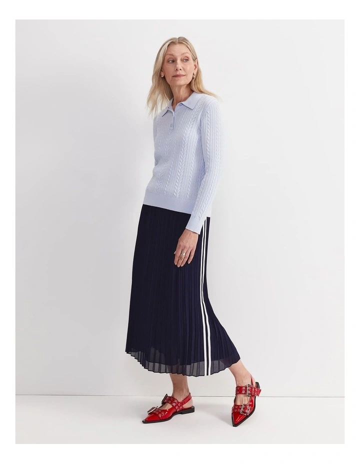 Elka Baby Cable Polo Jumper in Blue image 4