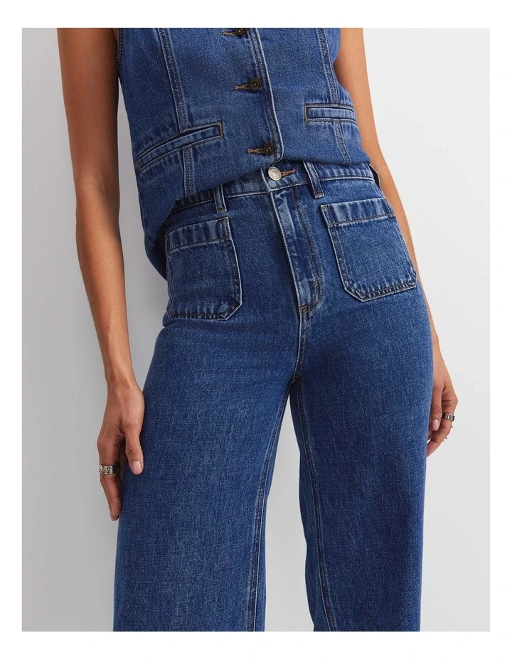 Allegra Patch Pocket Jean in Mid Wash image 4
