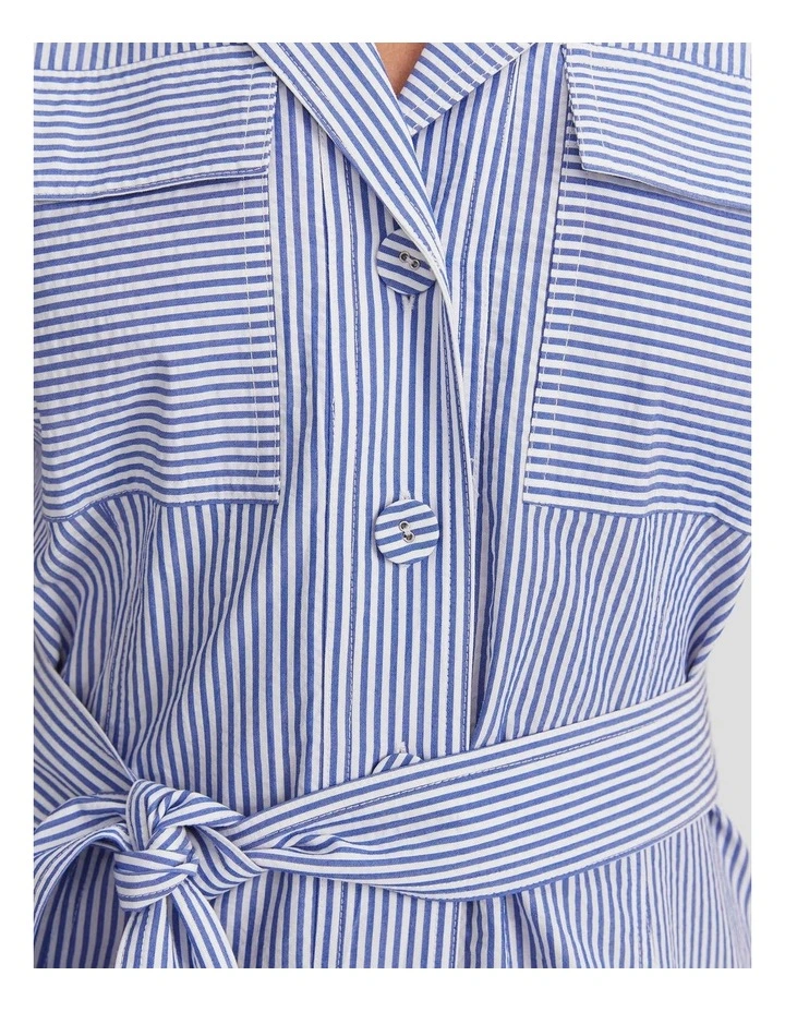 Nia Seersucker Midi Dress in Blue/White image 5