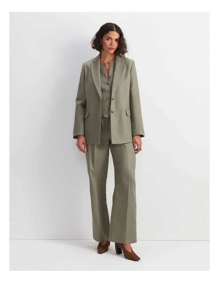 Clara Linen Jacket in Soft Khaki image 2