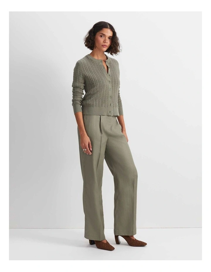 Clara Wide Leg Linen Pant in Soft Khaki image 3