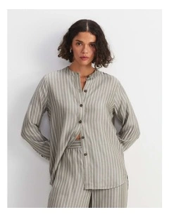 Solene Yarn-Dyed Shirt in Khaki/White