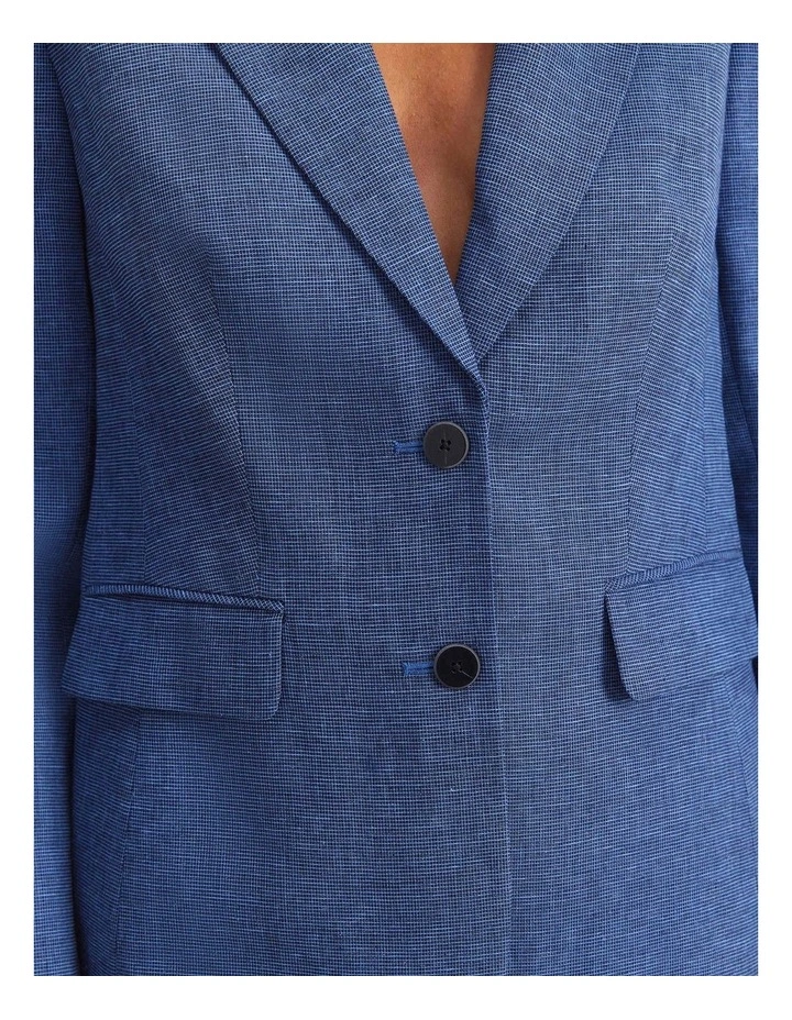 Saint Textured Single Breasted Blazer in Navy/Blue image 3