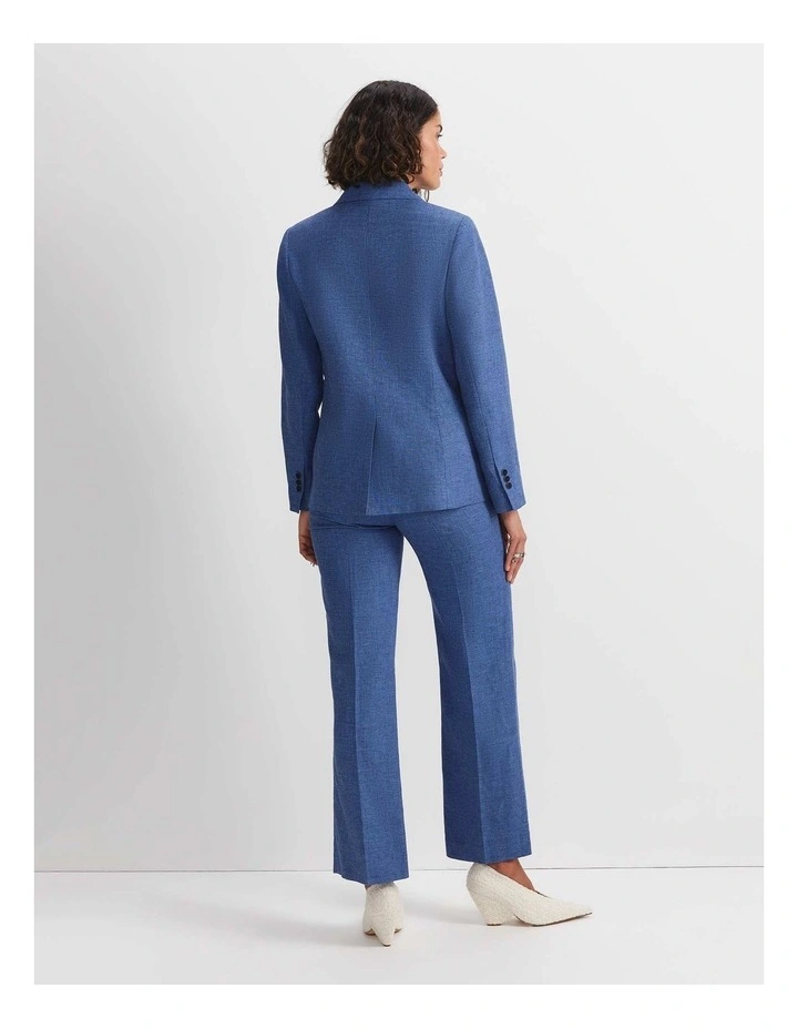 Saint Textured Single Breasted Blazer in Navy/Blue image 4
