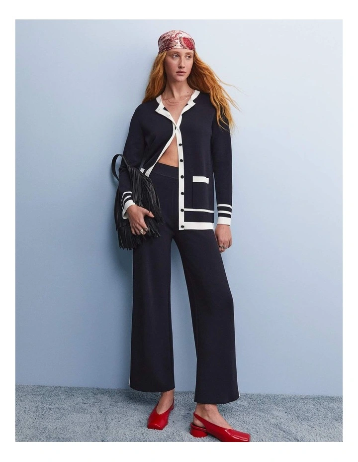 Maxine Milano Long Cardigan in Navy/White image 2