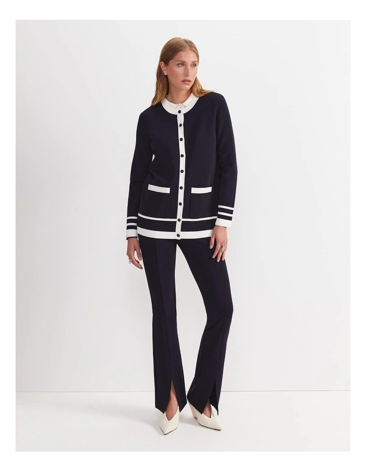 Maxine Milano Long Cardigan in Navy/White image 3
