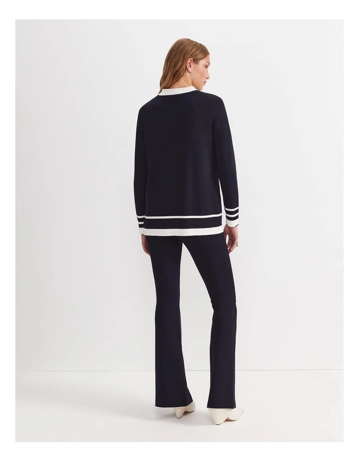 Maxine Milano Long Cardigan in Navy/White image 4
