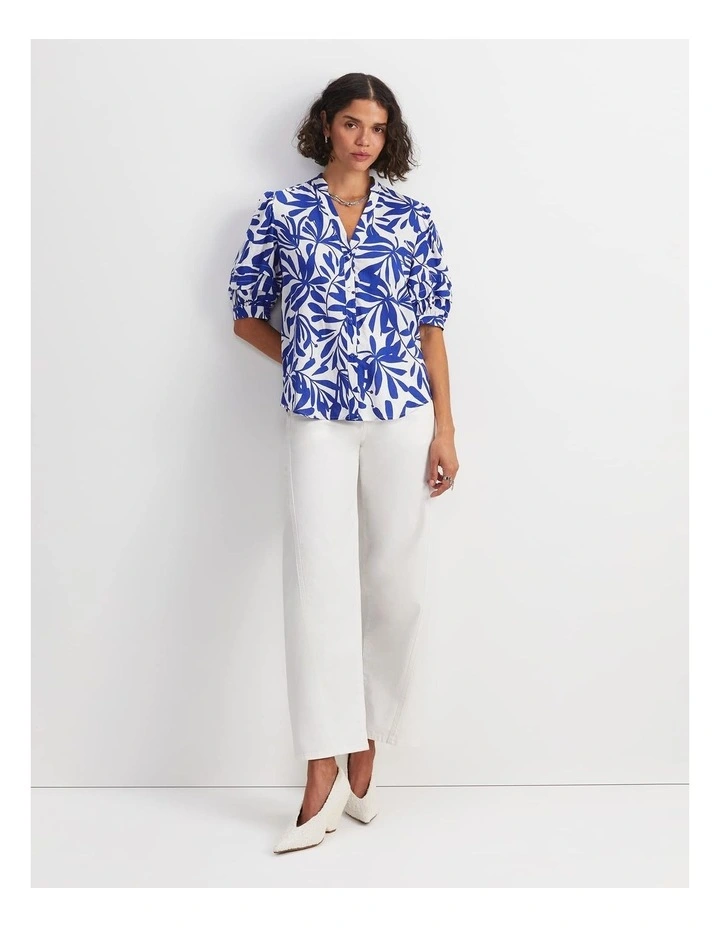 Willow Print Blouse in Blue/White image 2