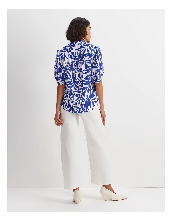 Willow Print Blouse in Blue/White image 3