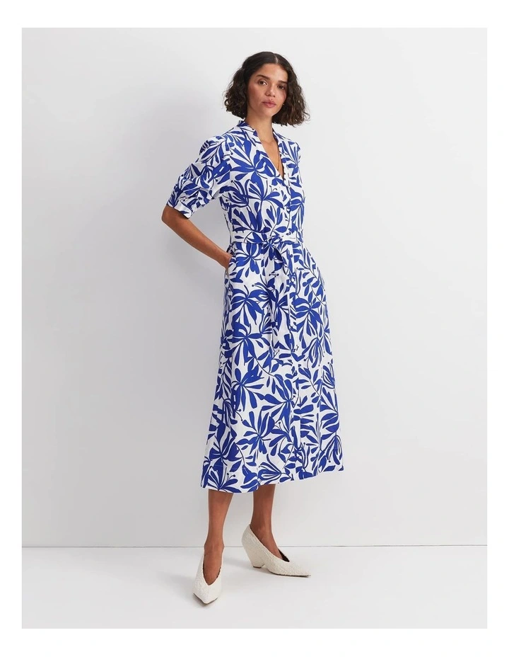 Willow Print Midi Dress in Blue image 3