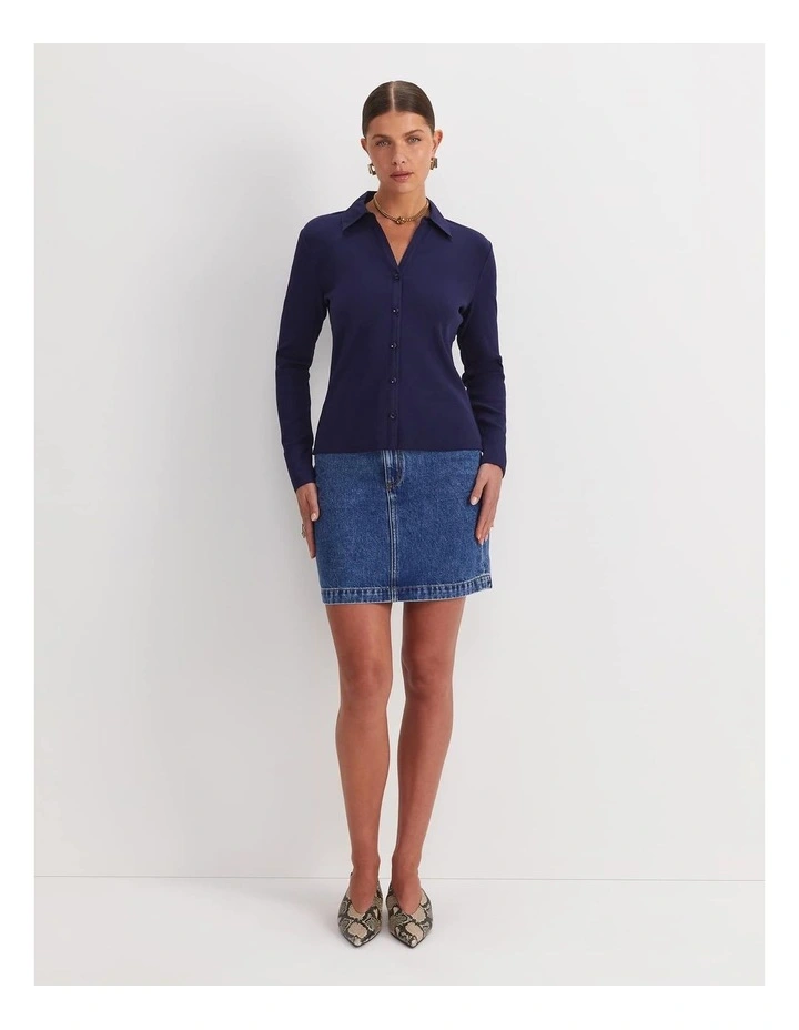 Catherine Rib Shirt in Navy image 2