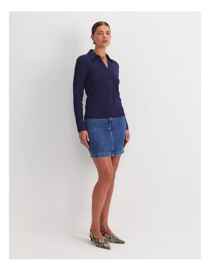 Catherine Rib Shirt in Navy image 3
