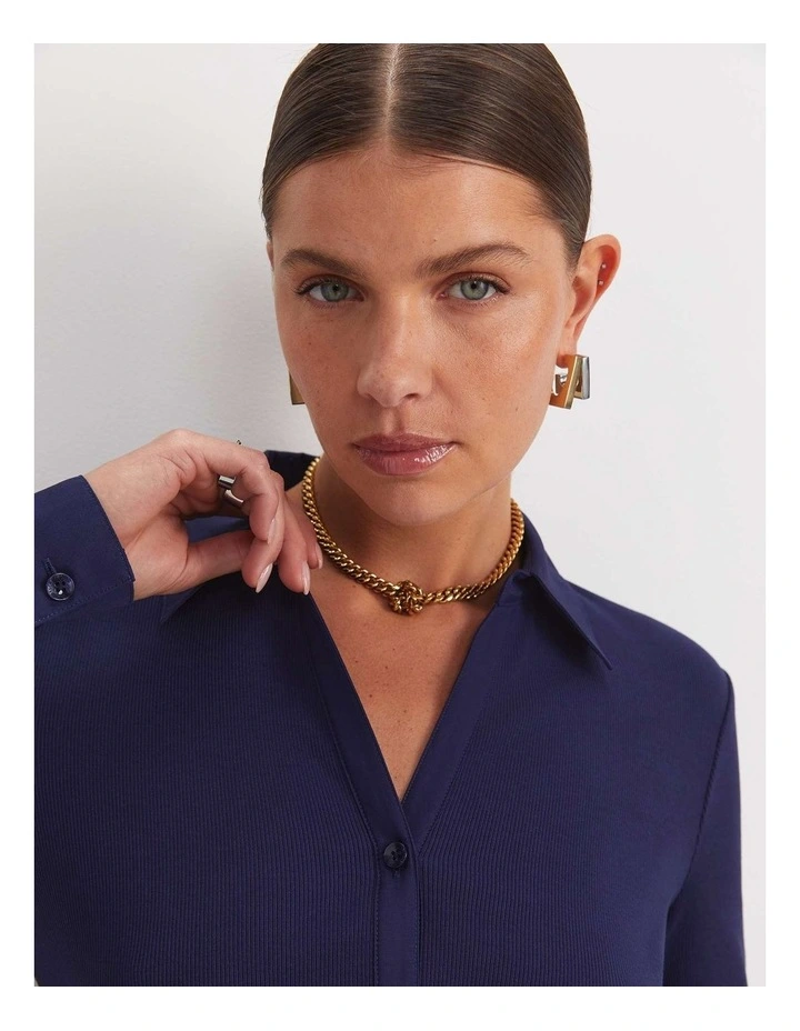 Catherine Rib Shirt in Navy image 6