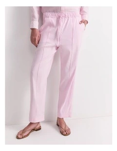 Rosa Tapered Linen Pant in Pink