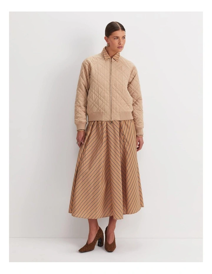 Vera Quilted Bomber in Tan image 4