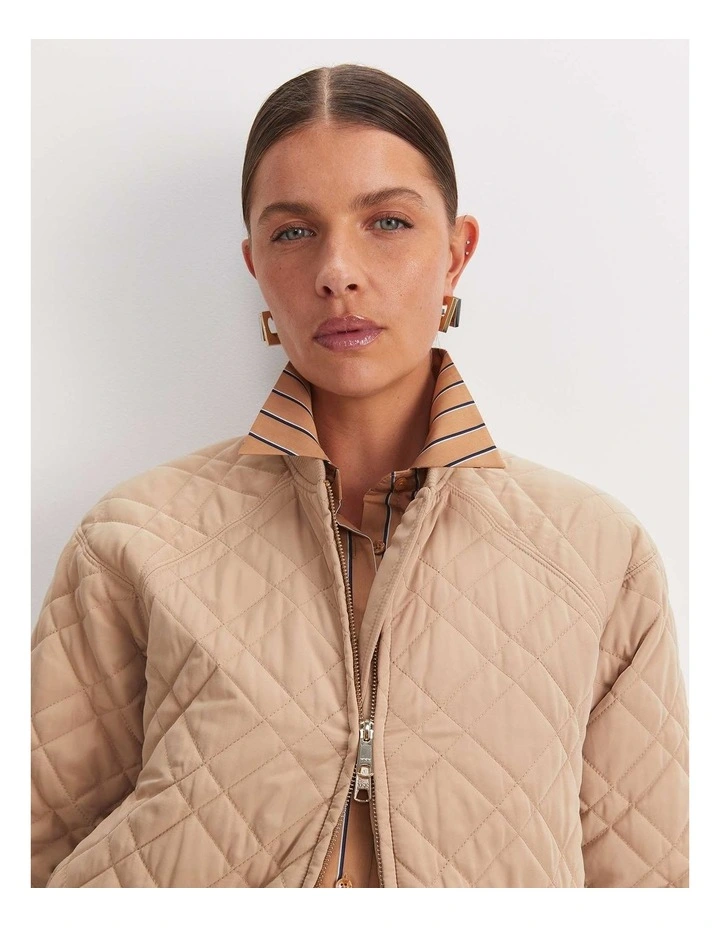 Vera Quilted Bomber in Tan image 5