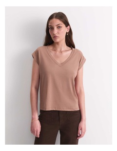 Sportscraft Blair Cotton V-Neck Tee in Brown