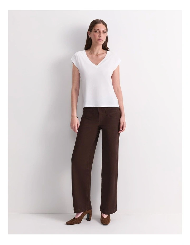 Blair Cotton V-Neck Tee in White image 4