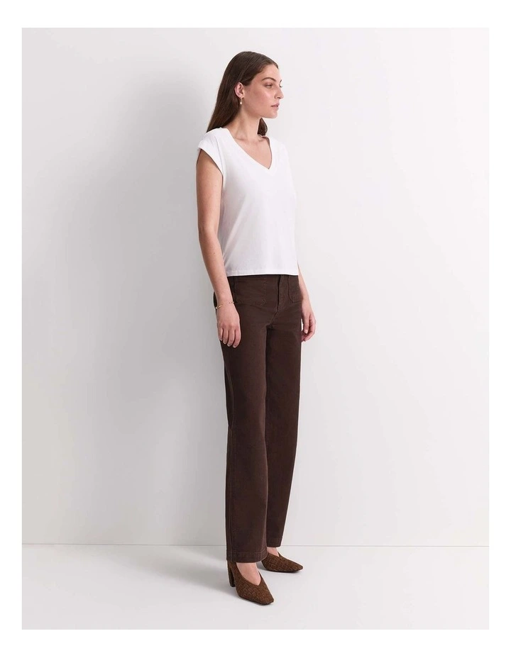Blair Cotton V-Neck Tee in White image 5